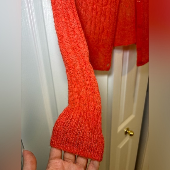 Aerie - Lightweight Women's Orange Open Knit Long Sleeve Cardigan in Size S - Picture 6 of 7